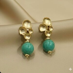Elegant Gold and Turquoise Earrings